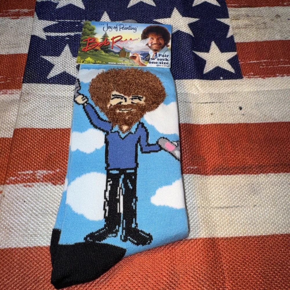 Bob Ross Novelty Crew Sock One Size Fits All